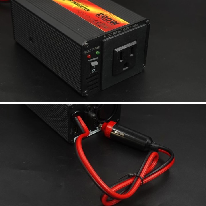 Inversor (Onda modificada) DC/AC 12V 200W-CarSpa