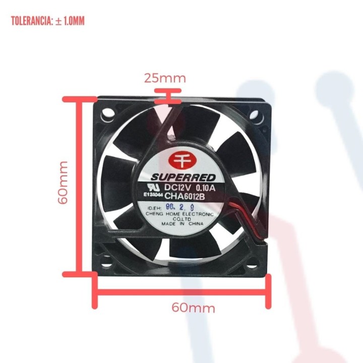 Ventilador 12V  60x60x25mm