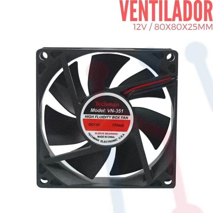 Ventilador 12V  80x80x25mm
