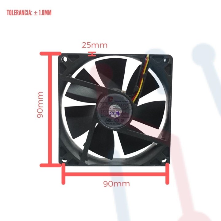 Ventilador 12V  90x90x25mm