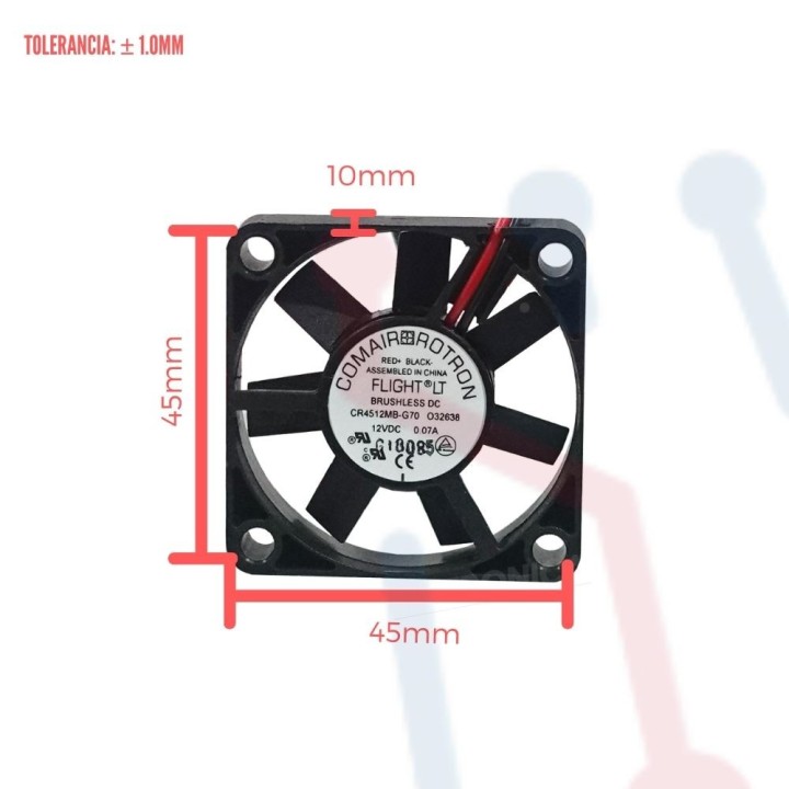 Ventilador 12V  45x45x10mm