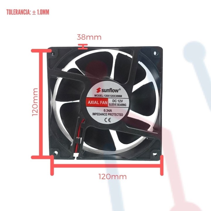 Ventilador 12V  120x120x38mm