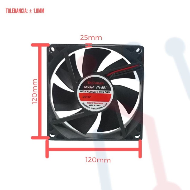 Ventilador 12V  120x120x25mm