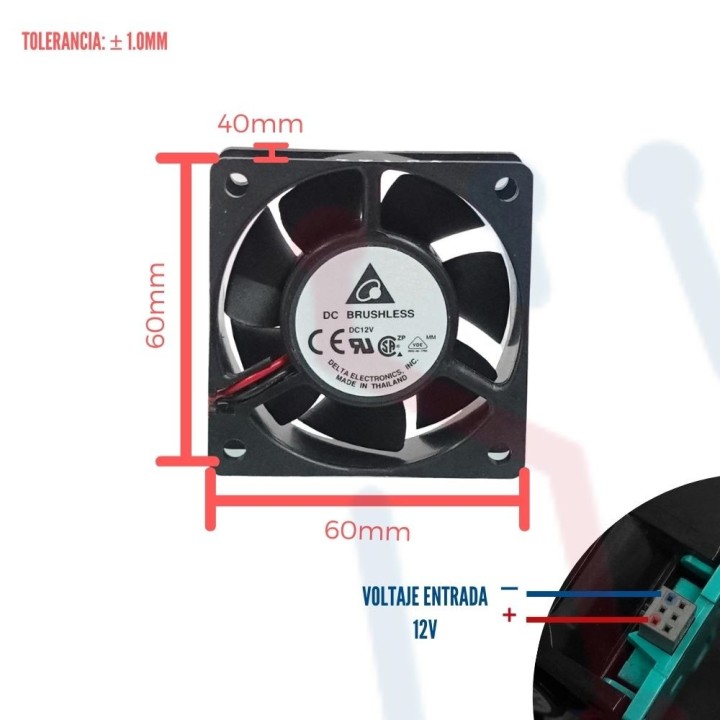 Ventilador Turbo 12V  60x60x40mm