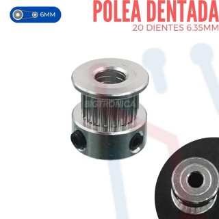 Polea dentada GT2 20 dientes 6.35mm