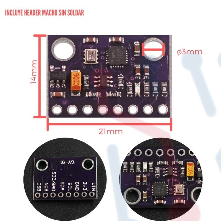 Multisensor MPU9250 BMP280 (GY-91)