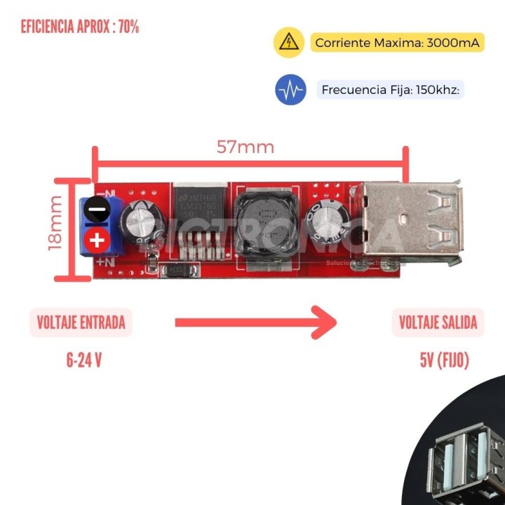 Regulador USB Doble 15W