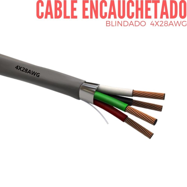 Cable Encauchetado Blindado AWG 4X28  Gris X Metro