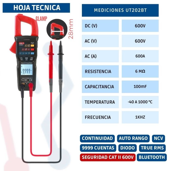 Pinza Voltiamperimetrica UNI-T UT202BT