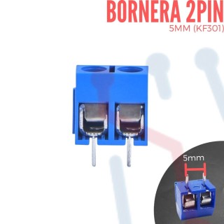 Bornera 2 pines 5mm azul