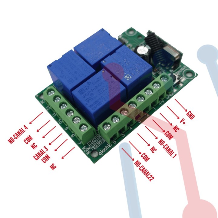 Modulo Receptor 4 CH 433Mhz