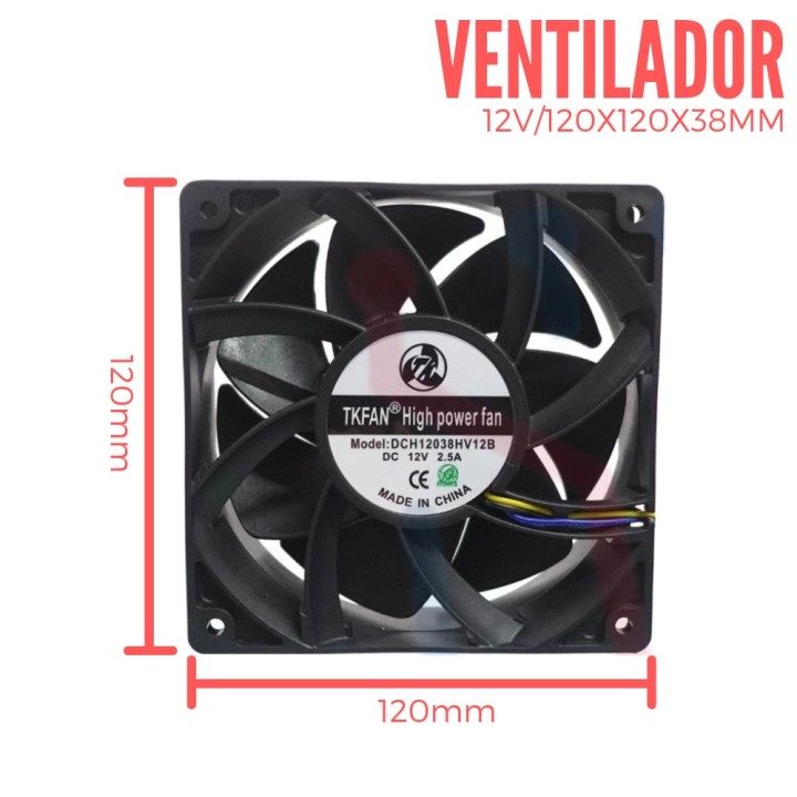 Ventilador Turbo 12V  120x120x38mm