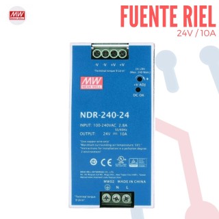 Fuente Riel 24V 10A Mean Well