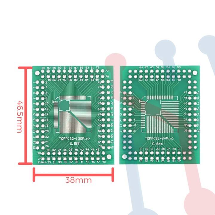 Adaptador TQFP 0.8mm - TQFP 0.5mm a DIP