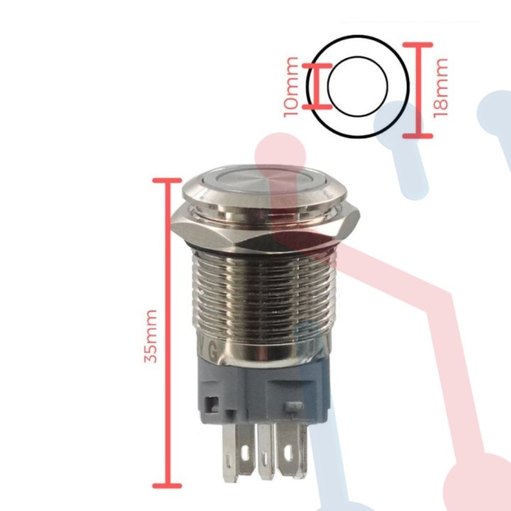 Suiche Pulsador Metálico Verde Piloto