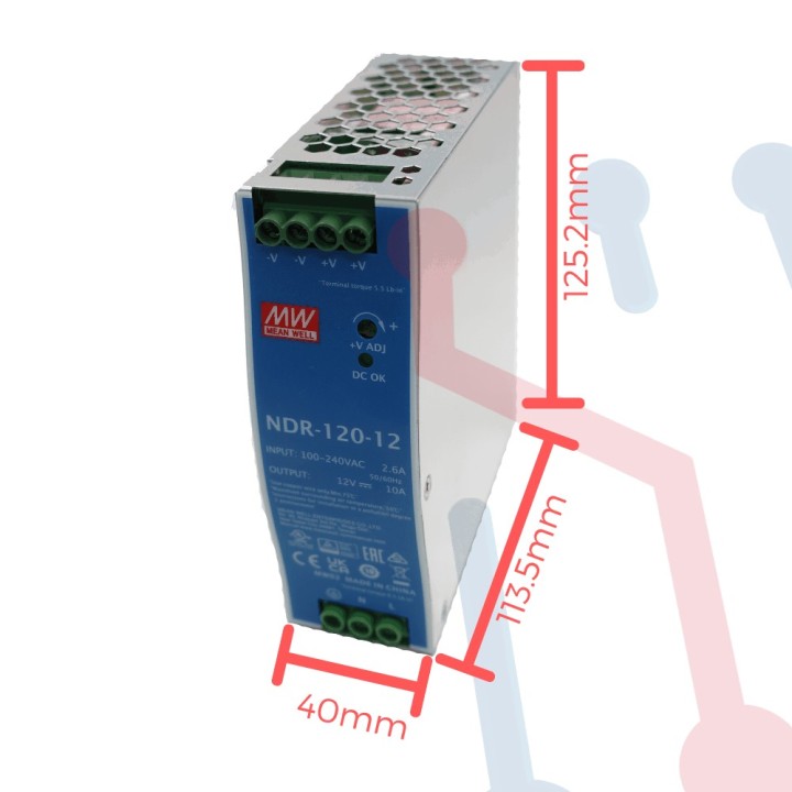 Fuente Riel12V 10A Mean Well