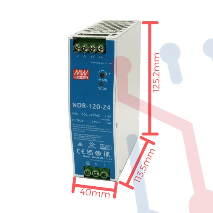 Fuente Riel  24V 5A Mean Well