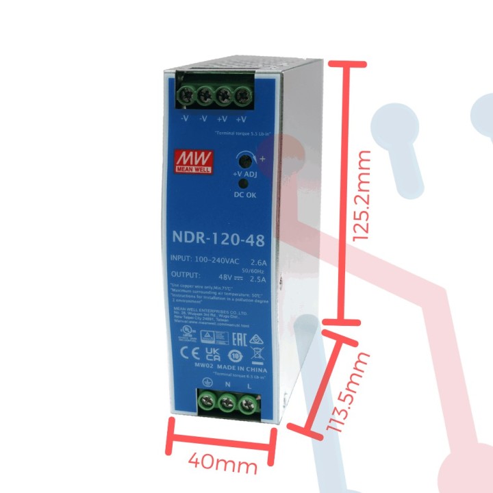 Fuente Riel 48V 1.6A Mean Well