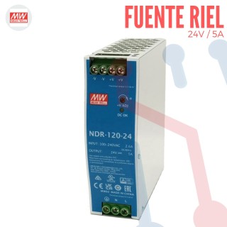 Fuente Riel  24V 5A Mean Well