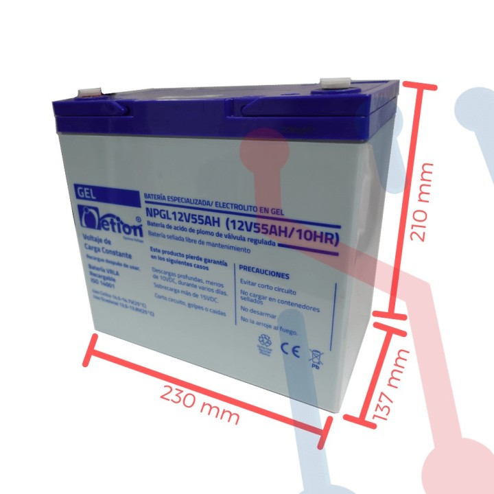 Batería Gel Recargable 12V 55Ah