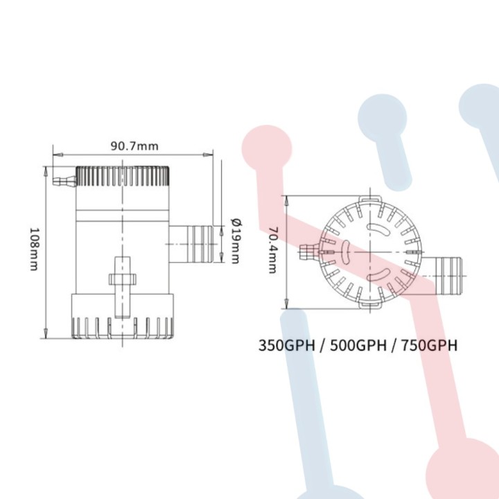 Bomba de Agua 12V 350GHP