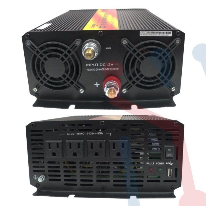 Inversor (Onda modificada) DC/AC 12V 2000W-CarSpa