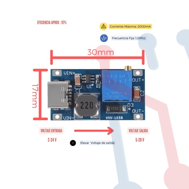 Elevador MT3608 50W Tipo C