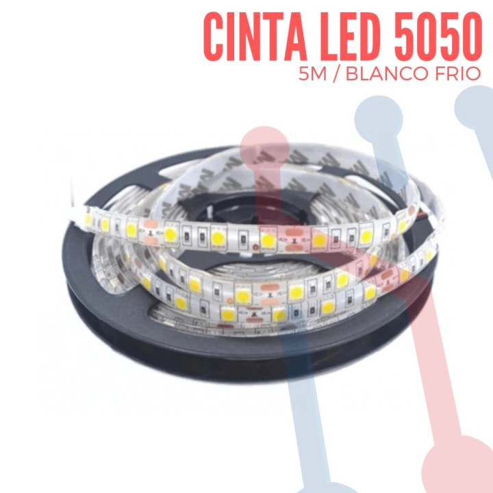 Cinta LED 5050 Blanco Frio 12V (5 Metros)