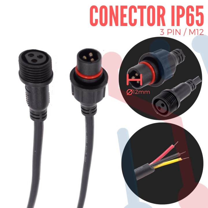 Conector Aéreo M12 IP65 3PIN