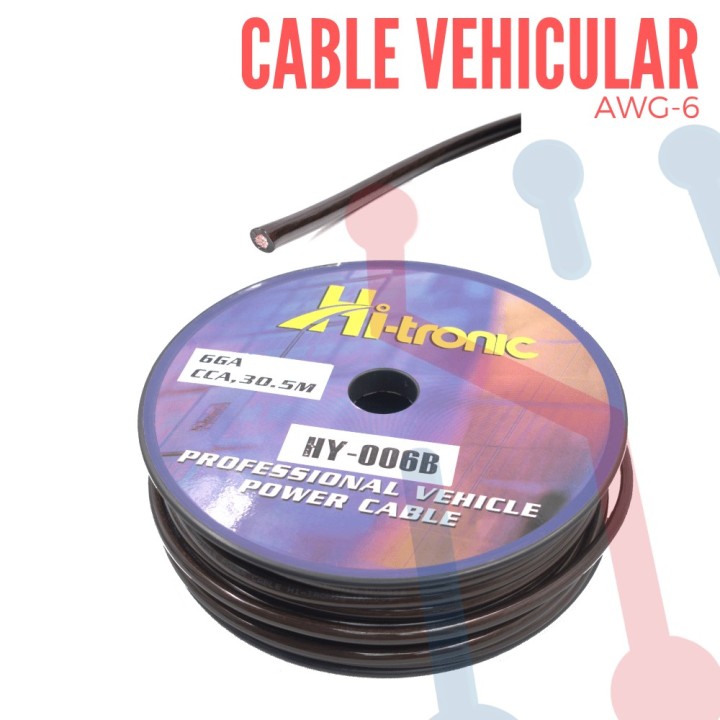 Cable Vehicular AWG 6 Negro X Metro