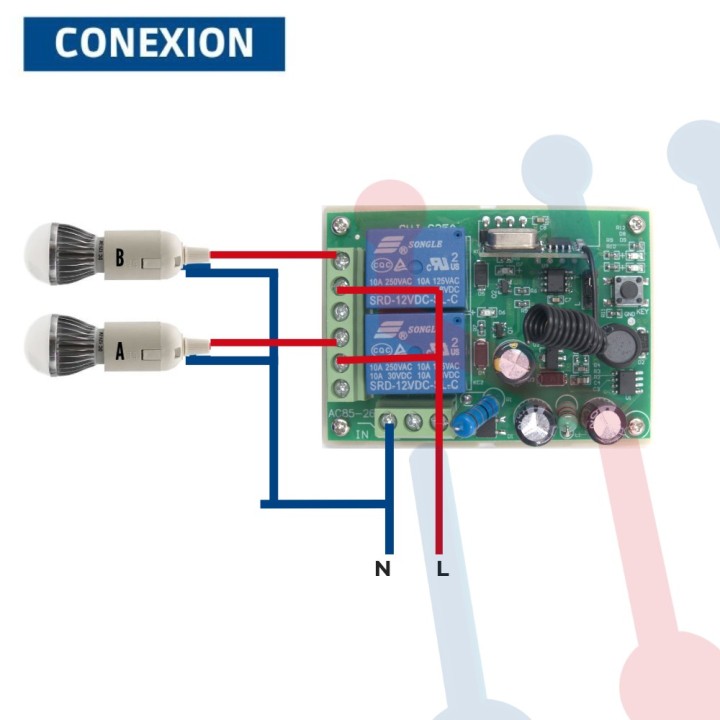 Modulo Receptor 2 CH 433Mhz
