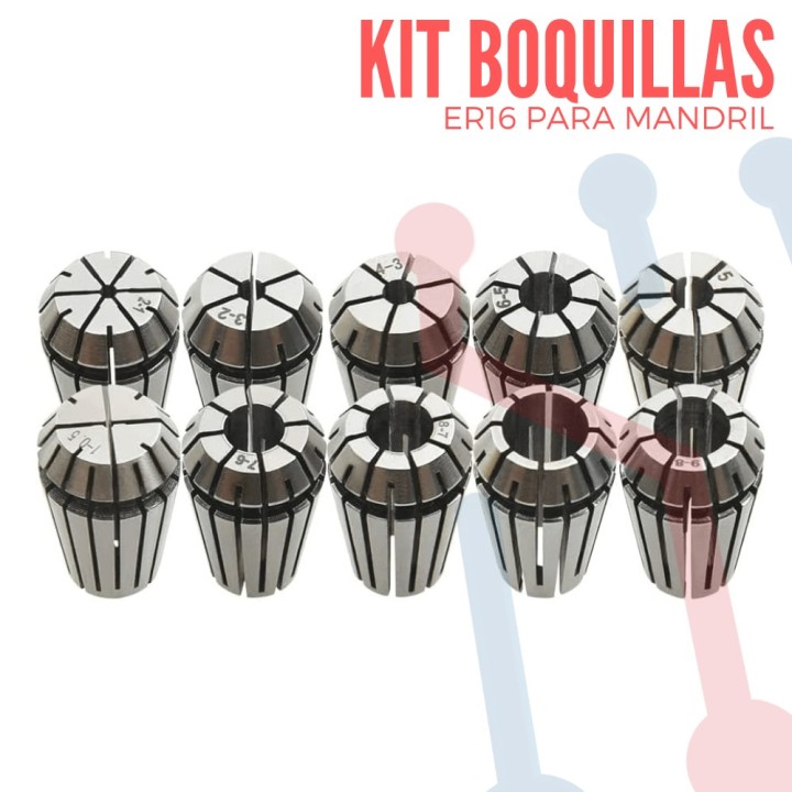 Kit 7 Boquillas ER16 para Mandril