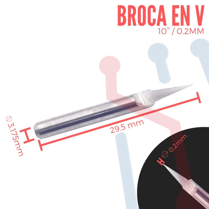 Broca en V 10 Grados 0.2mm