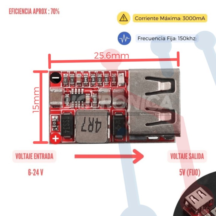 Regulador USB 5V 15W