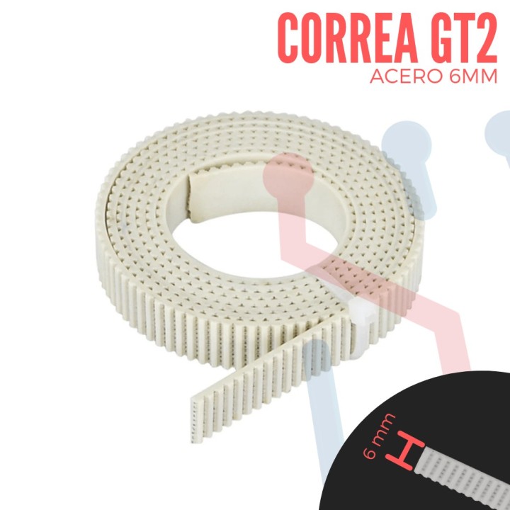 Correa GT2 Acero 6mm X Metro