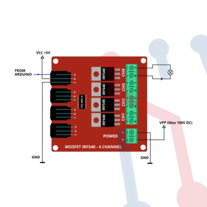 Tarjeta Relé Mosfet IRF540 4 Canales