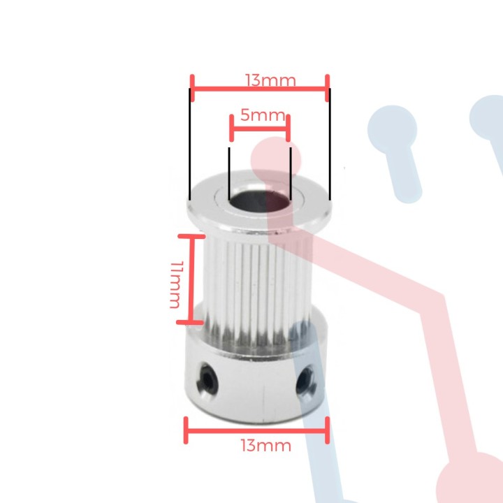 Polea Dentada GT2 16 Dientes Eje 5mm Correa 10mm