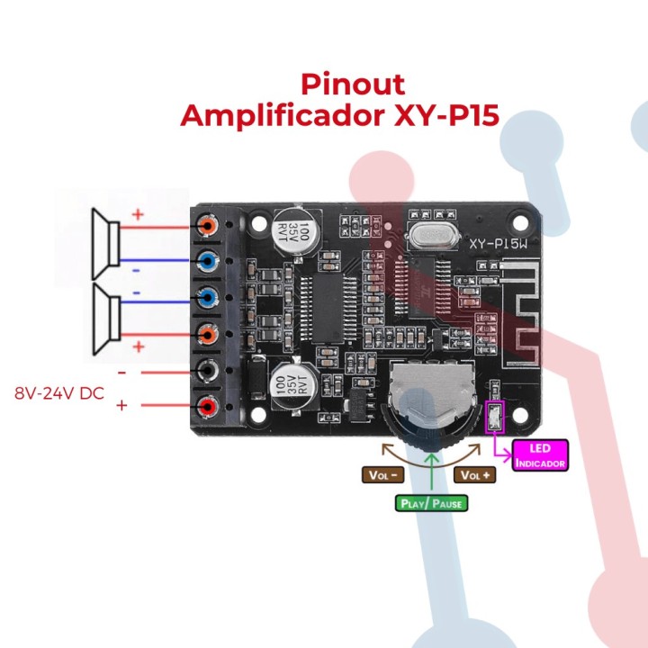 Amplificador  2X30W (XY-P15W) con Bluetooth