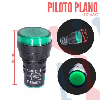 Piloto Verde 110 V AC Plano