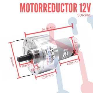 Motorreductor de Alto Torque 12V 50RPM 47Kg