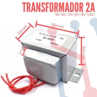 Transformador 9-6-0-6-9VAC 2A (EI509)