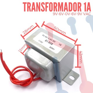 Transformador 9-6-0-6-9VAC 1A (EI508)