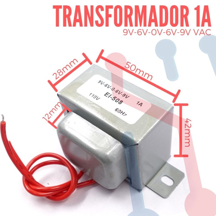 Transformador 9-6-0-6-9VAC 1A (EI508)