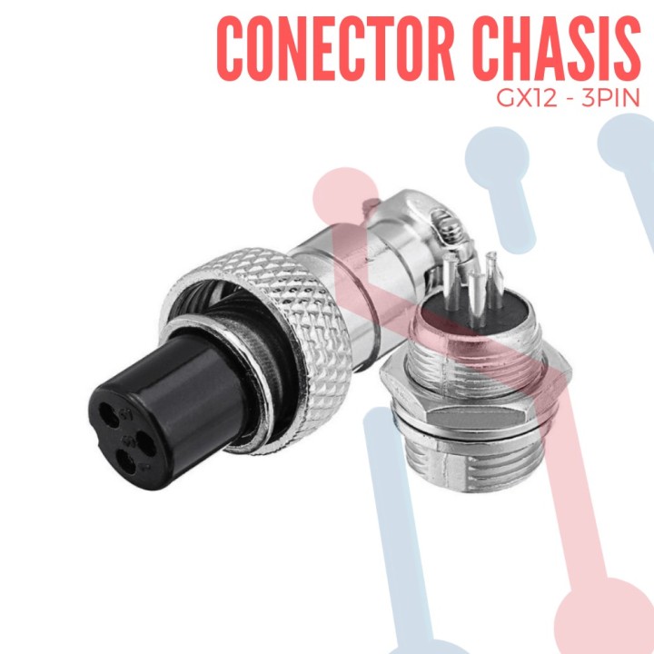 Conector Chasis 3 Pin GX12-3