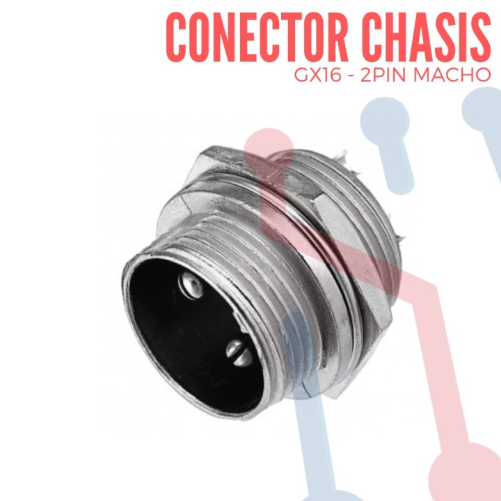Conector Chasis Macho 2 Pin GX16-2