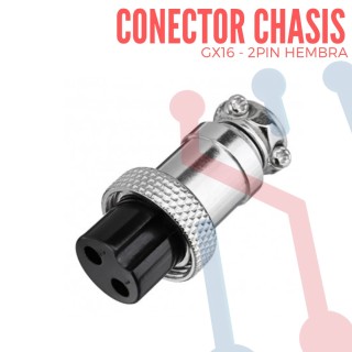 Conector Chasis Hembra 2 Pin GX16-2