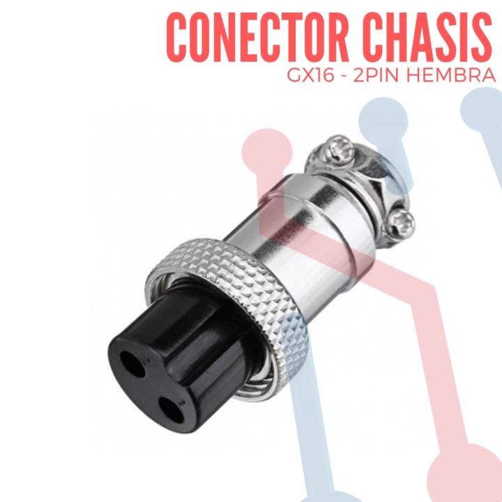 Conector Chasis Hembra 2 Pin GX16-2