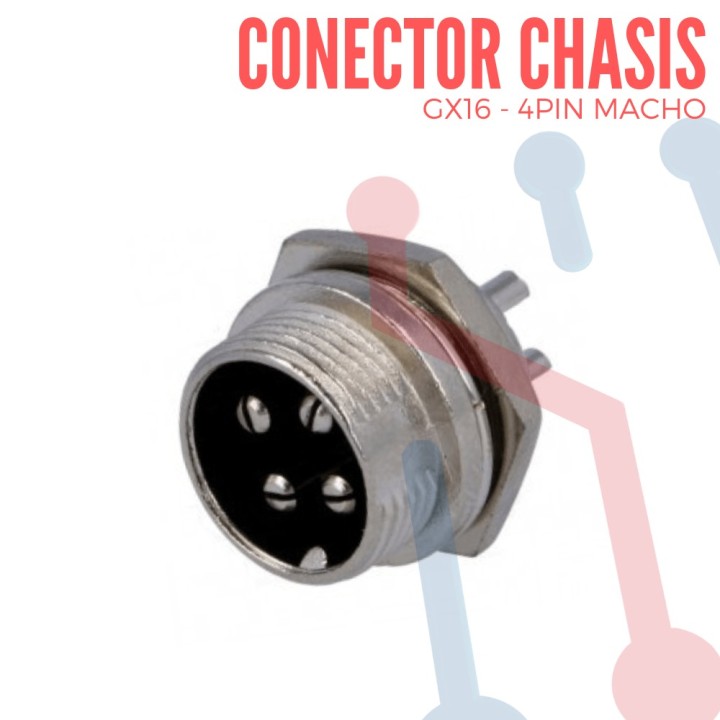 Conector Chasis Macho 4 Pin GX16-4