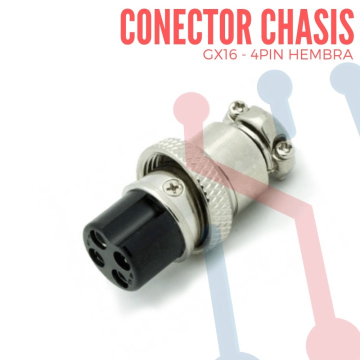 Conector Chasis Hembra 4 Pin GX16-4
