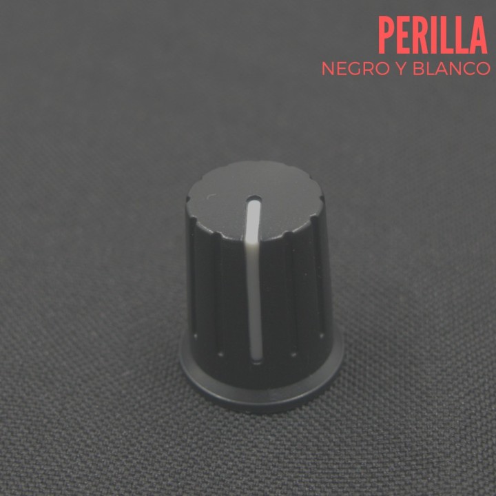 Perilla Negra Estriada para Potenciómetro 19mm